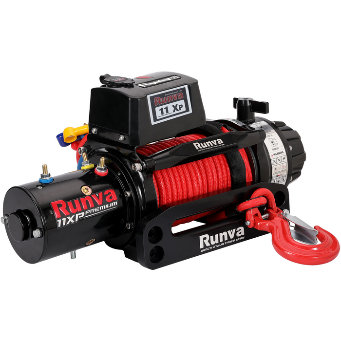 RUNVA 11XP PREMIUM WINCH- RED 12V WITH SYNTHETIC ROPE