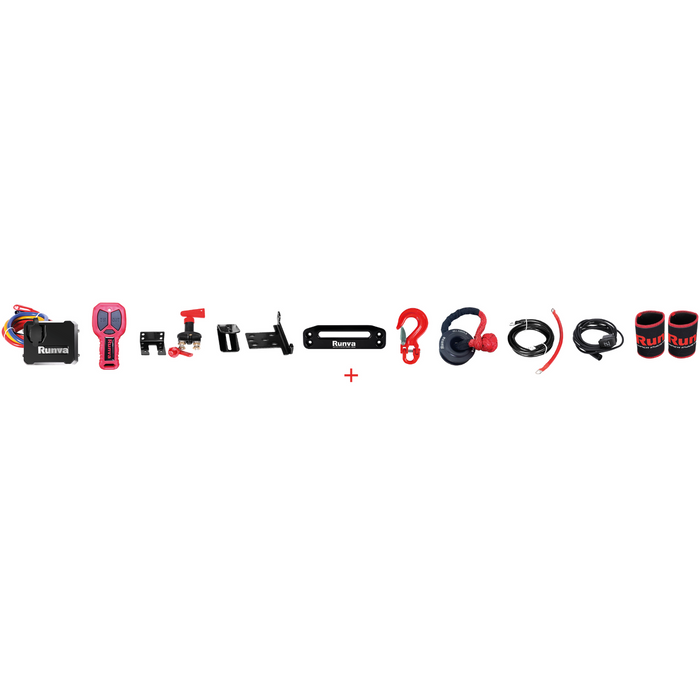 RUNVA 11XP PREMIUM WINCH- RED 12V WITH SYNTHETIC ROPE