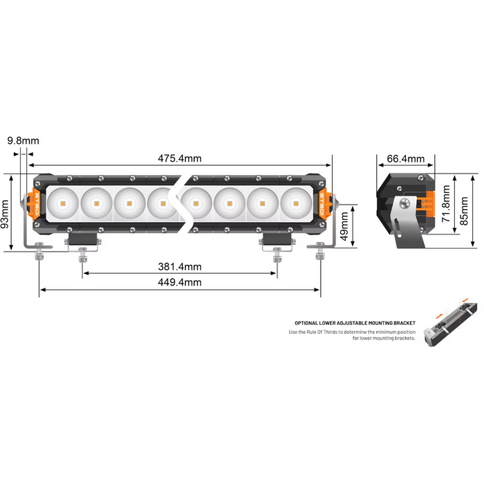 STEDI - ST3301 PRO 18.6 INCH 12 LED SINGLE ROW LIGHT BAR