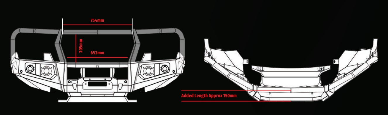 RAXAR NO LOOP BULLBAR TO SUIT FORD NEXT GEN RANGER AND EVEREST