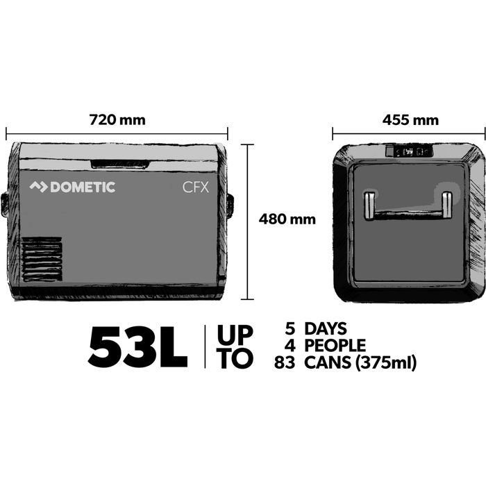 DOMETIC CFX3 55IM PORTABLE FRIDGE AND ICE MAKER WITH COVER