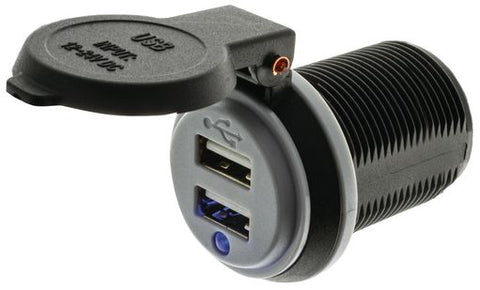 DUAL USB SOCKET - STRAIGHT TERMINALS